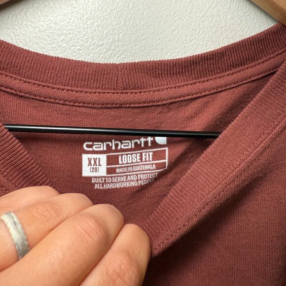 Carhartt Men's Short Sleeve Loose Fit Casual Shirt Maroon Red Size XXL - Picture 3 of 5